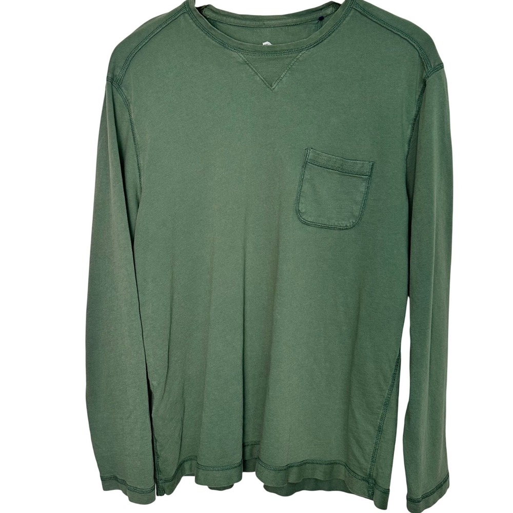 Tommy Bahama Pullover Shirt Mens L Green Long Sleeve Cotton Pocket Marlin Logo